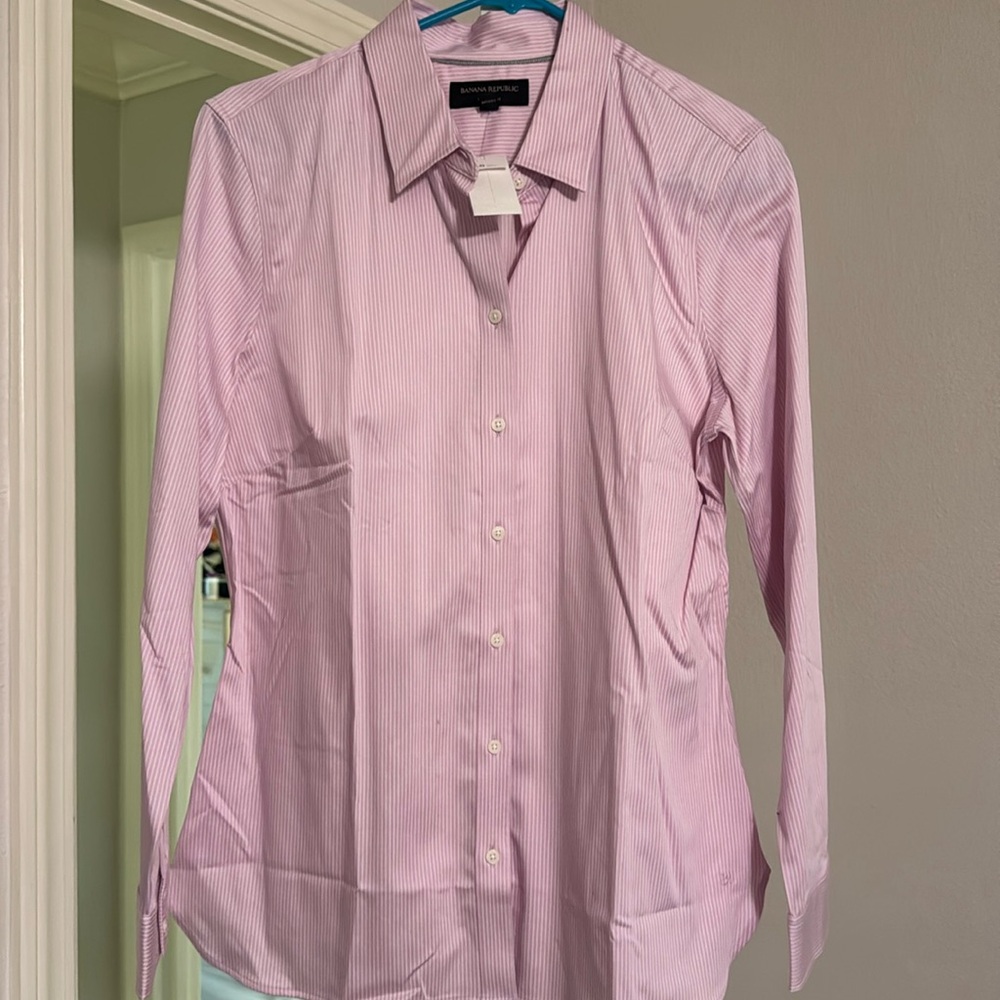 Banana Republic Pink Striped Blouse